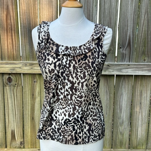 St. John silk leopard print tank top, size 4 - Picture 1 of 6